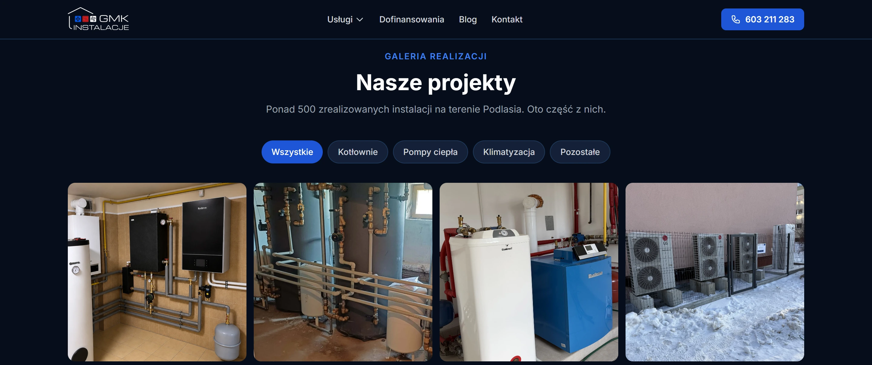 Galeria GMK Instalacje z filtrami usług i zdjęciami wykonanych instalacji